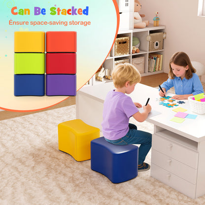 6 PCS Butterfly Stools with Detachable PU Leather Cover for Kids-Rainbow