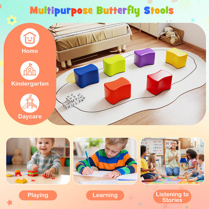 6 PCS Butterfly Stools with Detachable PU Leather Cover for Kids-Rainbow