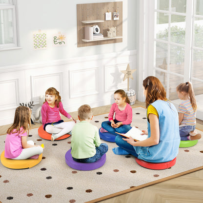 6 PCS Round Floor Cushions for Kids 35cm Classroom Floor Cushions with Handles-Colourful