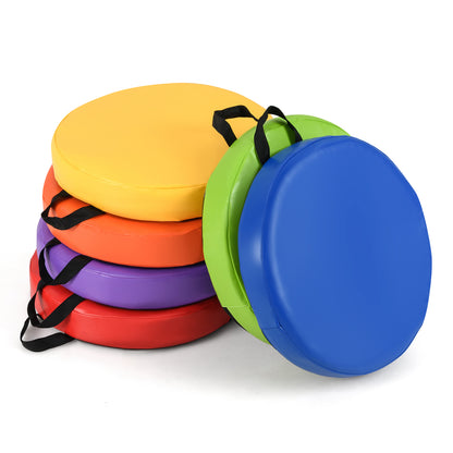 6 PCS Round Floor Cushions for Kids 35cm Classroom Floor Cushions with Handles-Colourful