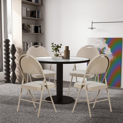 6 Pieces Foldable Chairs Portable Folding Chairs with Padded Seat-Beige