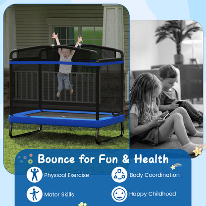 6 FT Kids Trampoline with Swing and Horizontal Bar-Blue