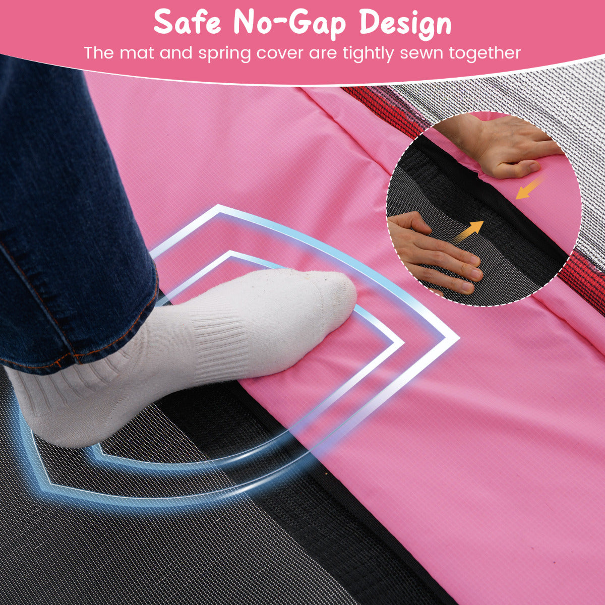 6 FT Kids Trampoline with Swing and Horizontal Bar-Pink