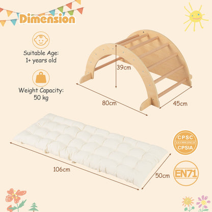 6 in 1 Climbing Arch Wooden Rocker Arch Climbing Toy-Beige