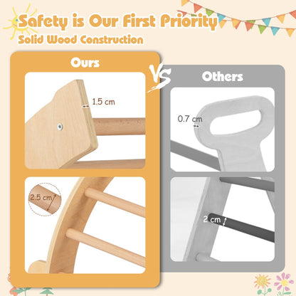 6 in 1 Climbing Arch Wooden Rocker Arch Climbing Toy-Beige
