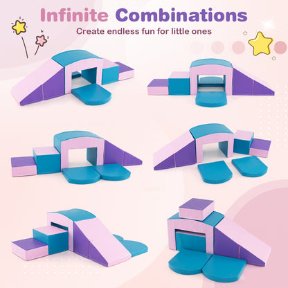 6 PCS Foam Climbing Blocks with Tunnel Stairs and Ramp for 12 Months+-Multicolour