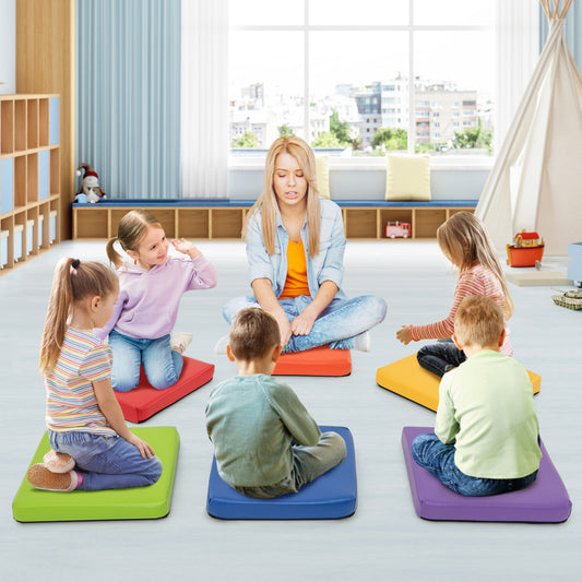 6 PCS Square Floor Cushions with Carrying Handles-Colourful