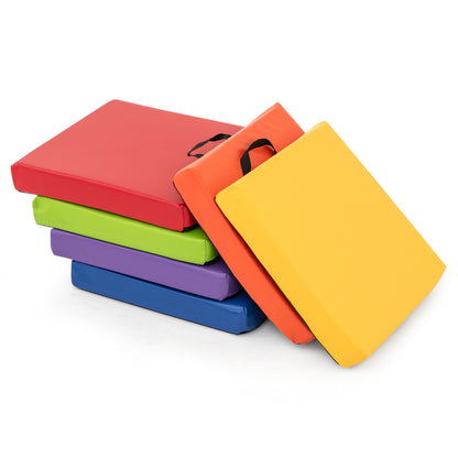 6 PCS Square Floor Cushions with Carrying Handles-Colourful