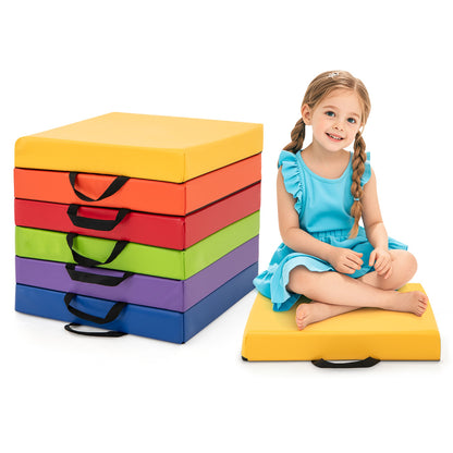 6 PCS Square Floor Cushions with Carrying Handles-Colourful