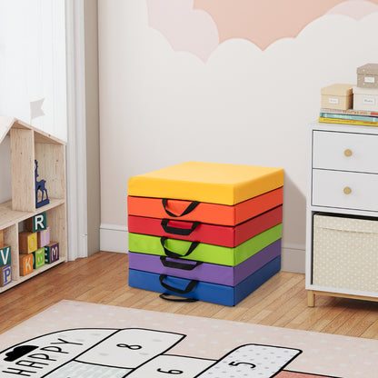 6 PCS Square Floor Cushions with Carrying Handles-Colourful