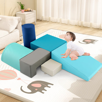 6 Pieces Indoor Climb and Crawl Activity Playset  for Kids-Navy
