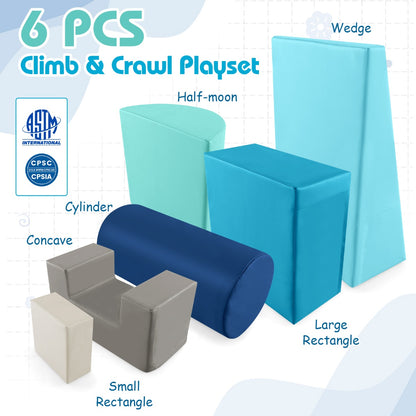 6 Pieces Indoor Climb and Crawl Activity Playset  for Kids-Navy