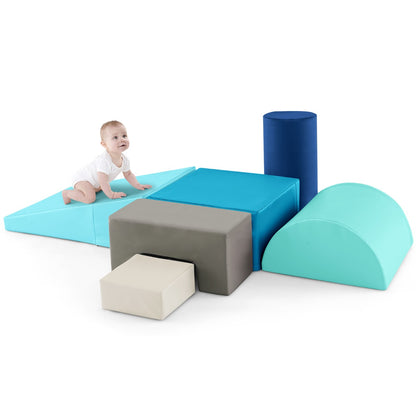 6 Pieces Indoor Climb and Crawl Activity Playset  for Kids-Navy