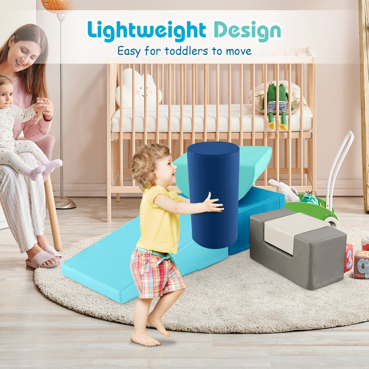 6 Pieces Indoor Climb and Crawl Activity Playset  for Kids-Navy