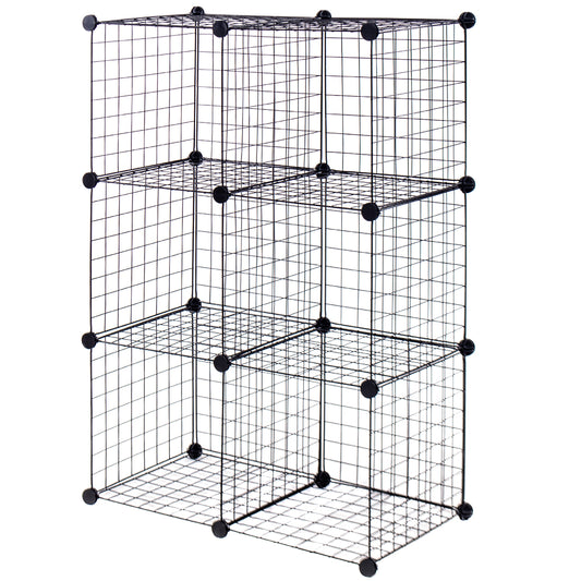 Costway Wire Cube Storage Organizer Metal Wire Grid Storage Shelves-6 Cubes