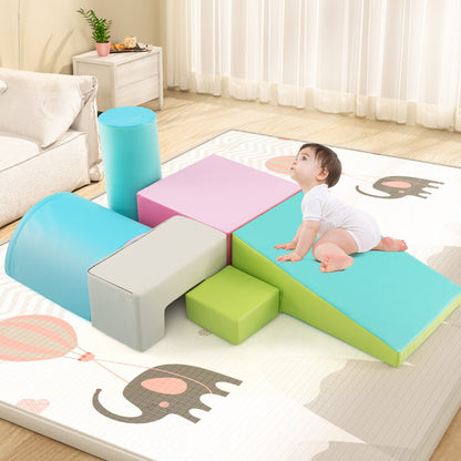 6 Pieces Indoor Climb and Crawl Activity Playset for Kids-Green
