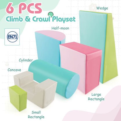 6 Pieces Indoor Climb and Crawl Activity Playset for Kids-Green