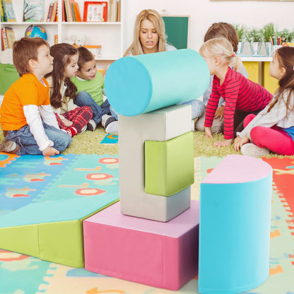 6 Pieces Indoor Climb and Crawl Activity Playset for Kids-Green