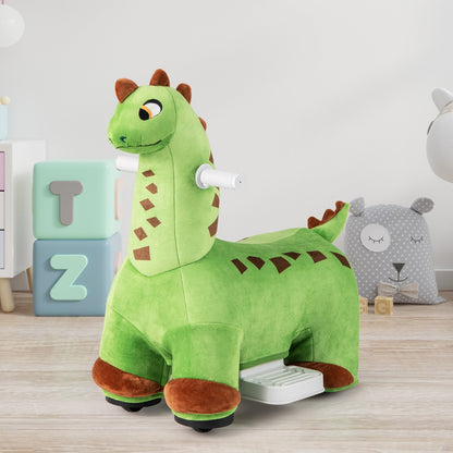 6V Dinosaur Ride on Toy for Kids with Music and Foot Pedal-Green