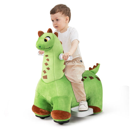 6V Dinosaur Ride on Toy for Kids with Music and Foot Pedal-Green