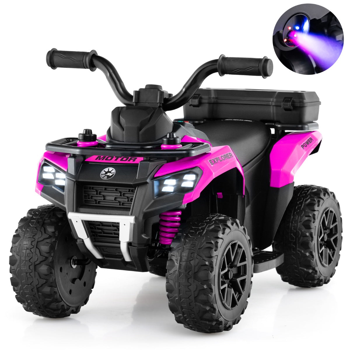 6V Kids Ride On ATV with Music and Spray Function-Pink