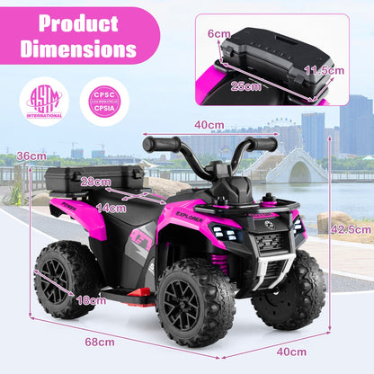 6V Kids Ride On ATV with Music and Spray Function-Pink