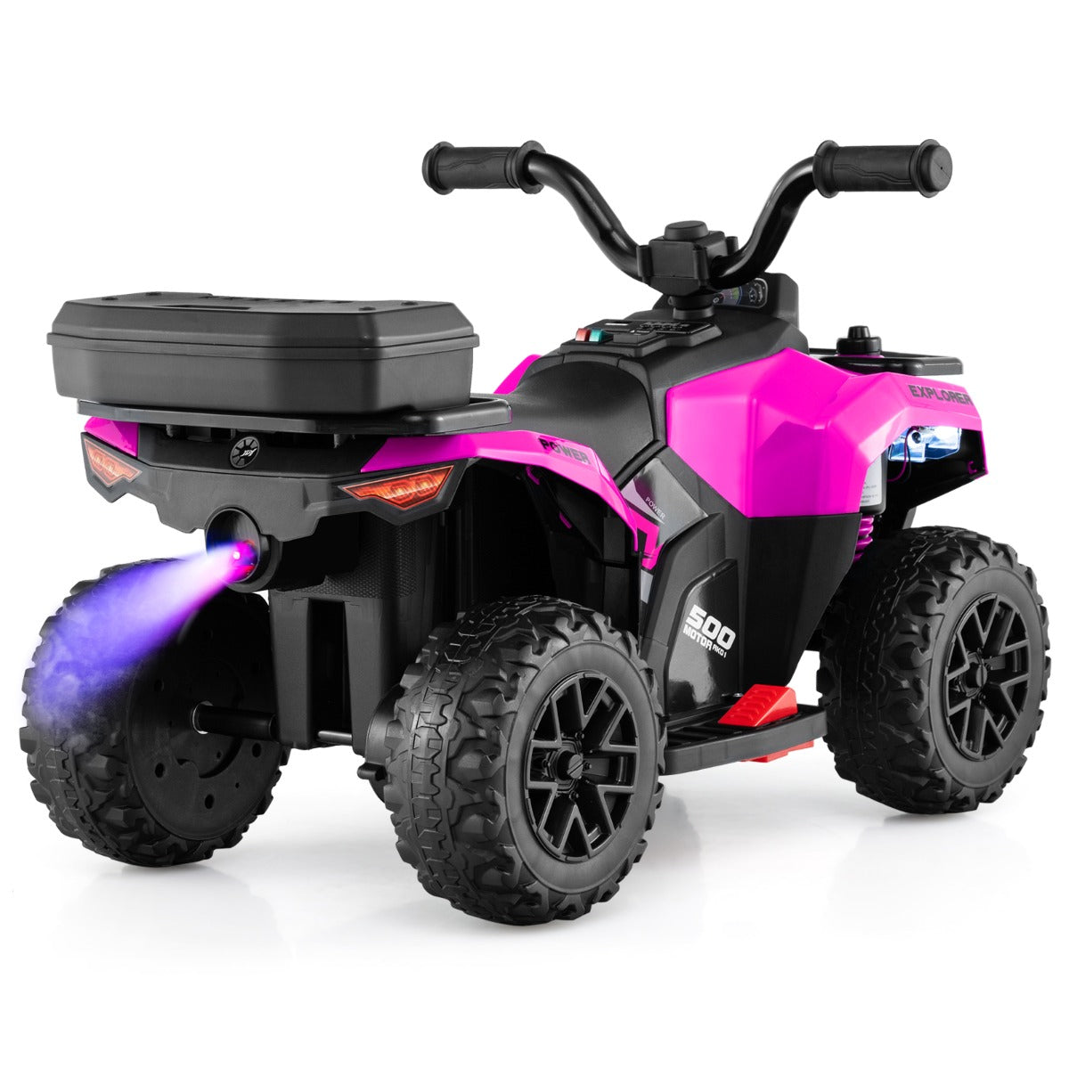 6V Kids Ride On ATV with Music and Spray Function-Pink