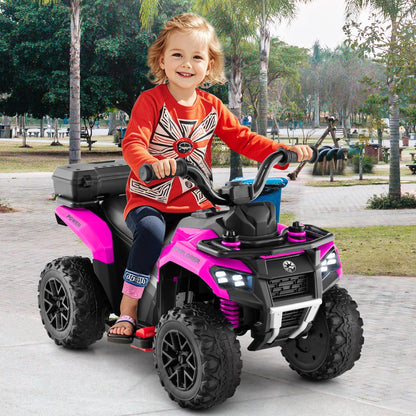 6V Kids Ride On ATV with Music and Spray Function-Pink