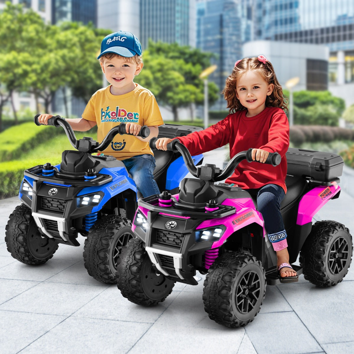6V Kids Ride On ATV with Music and Spray Function-Pink