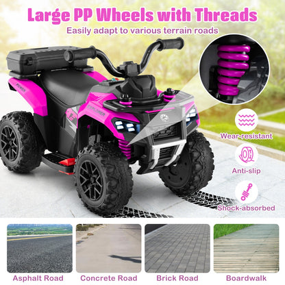 6V Kids Ride On ATV with Music and Spray Function-Pink