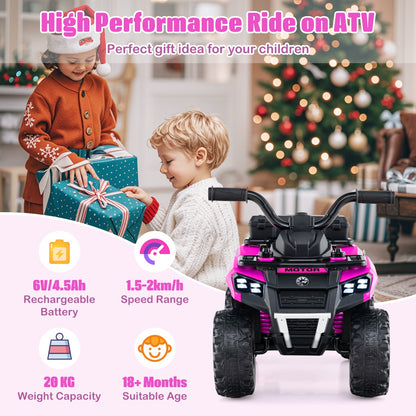 6V Kids Ride On ATV with Music and Spray Function-Pink