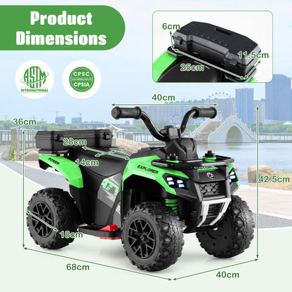 6V Kids Ride On ATV with Music and Spray Function-Green
