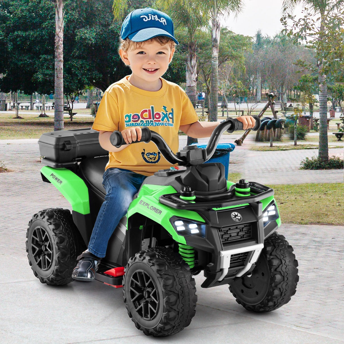 6V Kids Ride On ATV with Music and Spray Function-Green