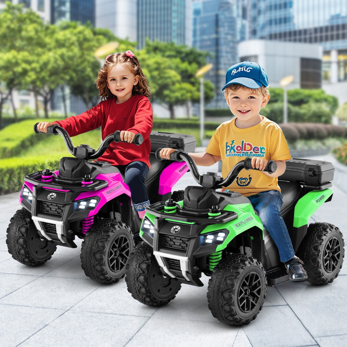 6V Kids Ride On ATV with Music and Spray Function-Green
