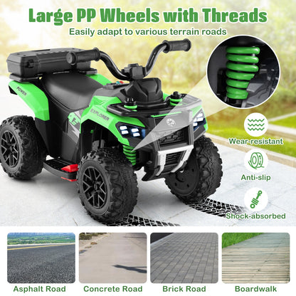 6V Kids Ride On ATV with Music and Spray Function-Green