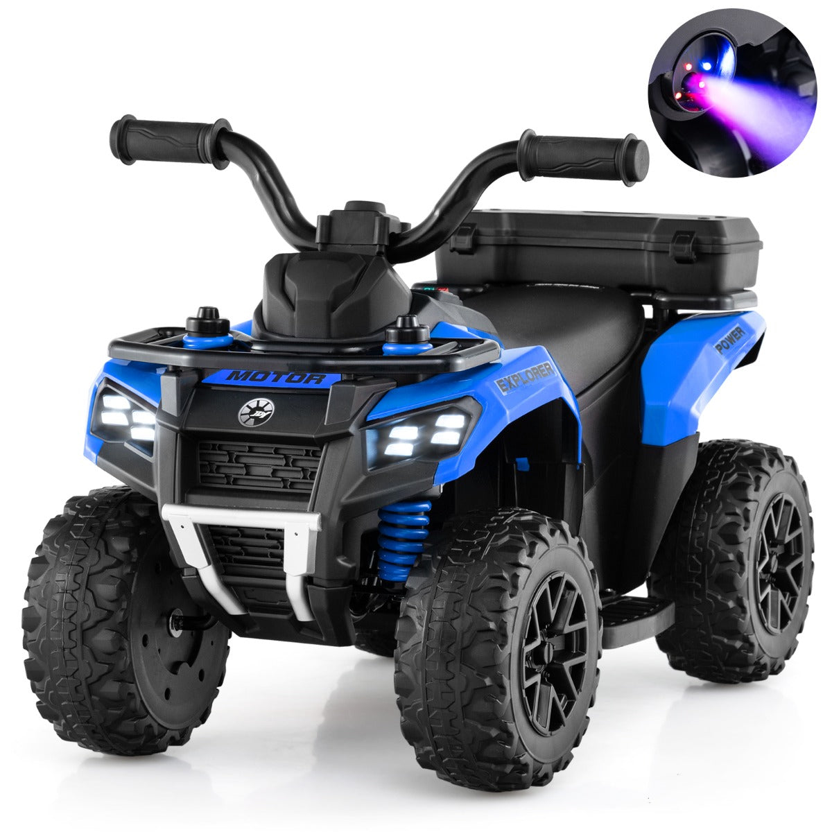 6V Kids Ride On ATV with Music and Spray Function-Blue