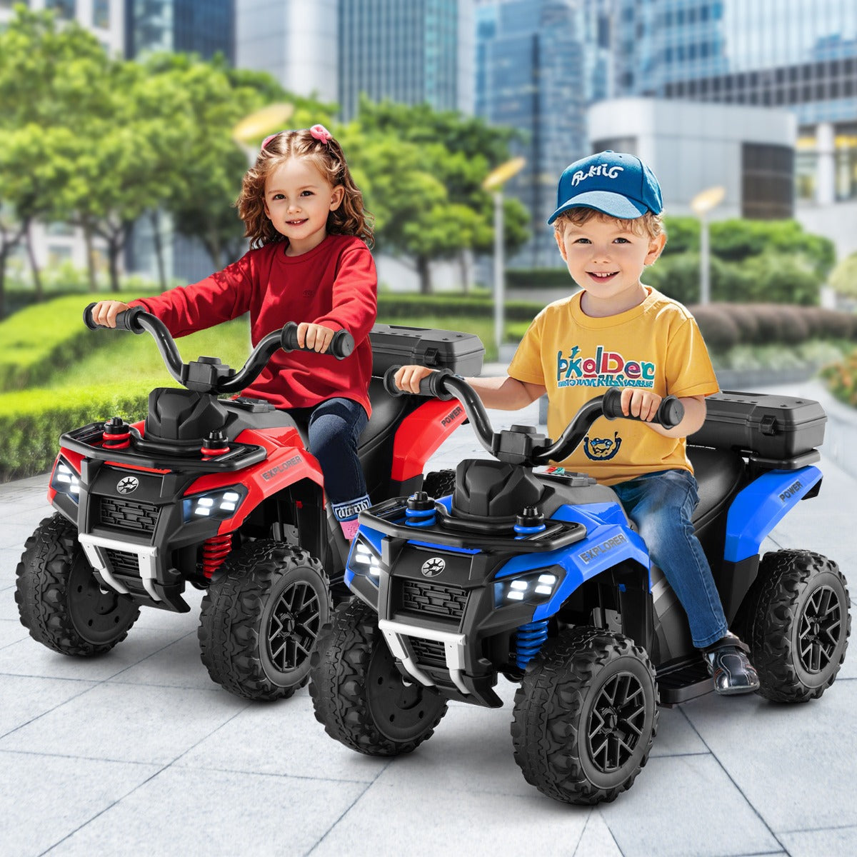 6V Kids Ride On ATV with Music and Spray Function-Blue