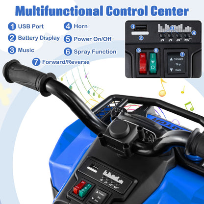 6V Kids Ride On ATV with Music and Spray Function-Blue