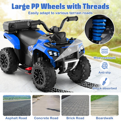 6V Kids Ride On ATV with Music and Spray Function-Blue
