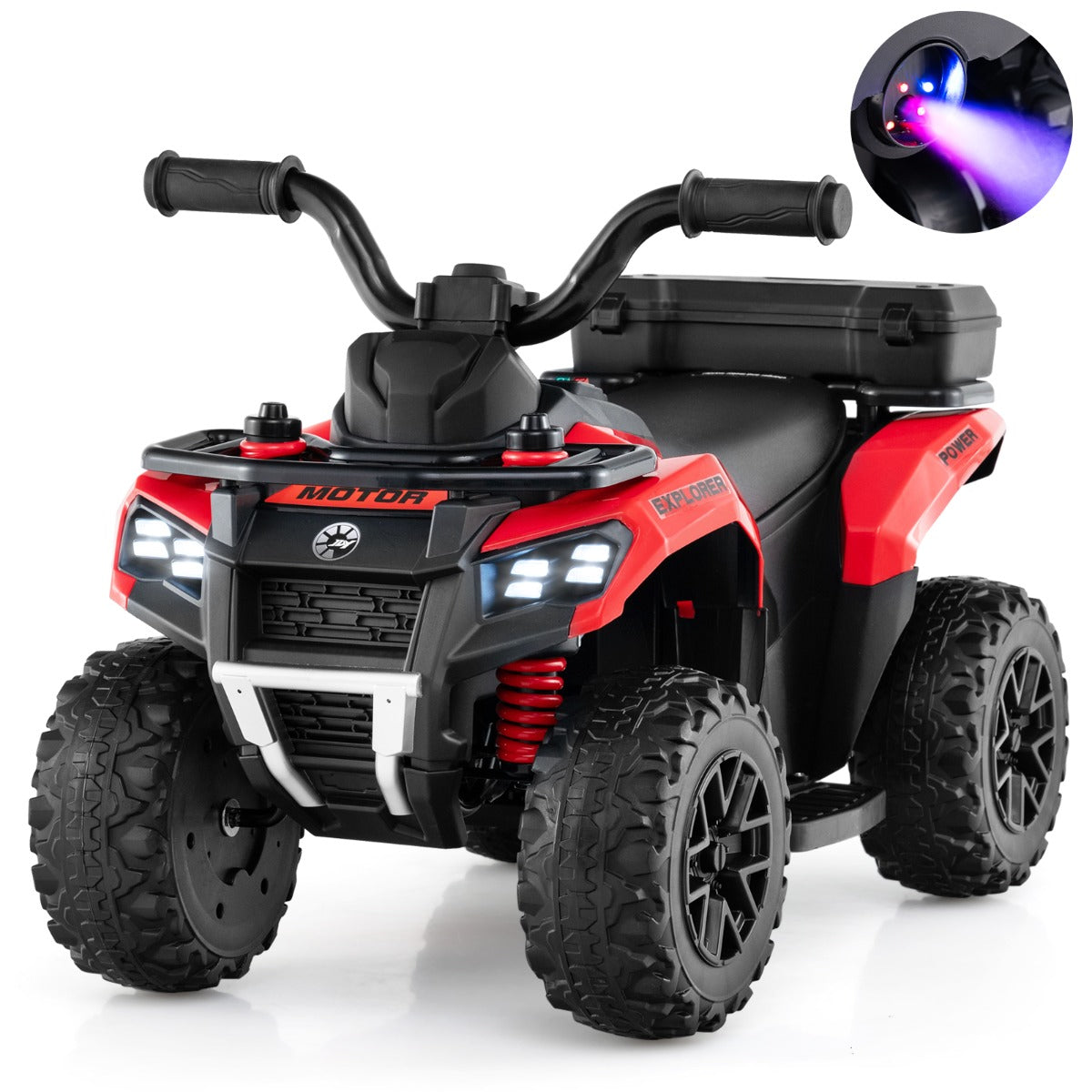 6V Kids Ride On ATV with Music and Spray Function-Red