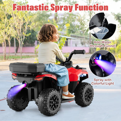 6V Kids Ride On ATV with Music and Spray Function-Red