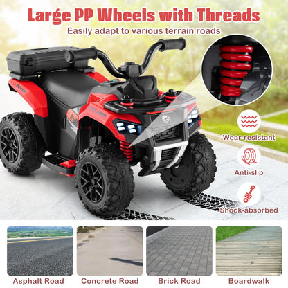6V Kids Ride On ATV with Music and Spray Function-Red
