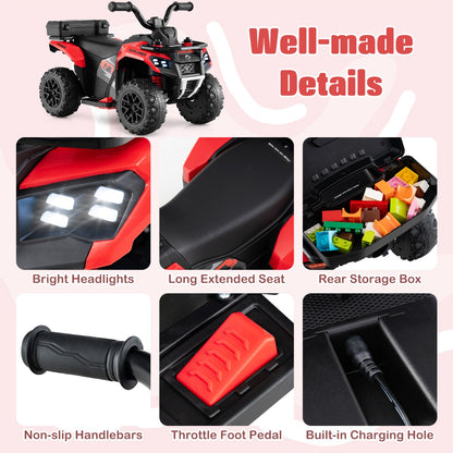 6V Kids Ride On ATV with Music and Spray Function-Red