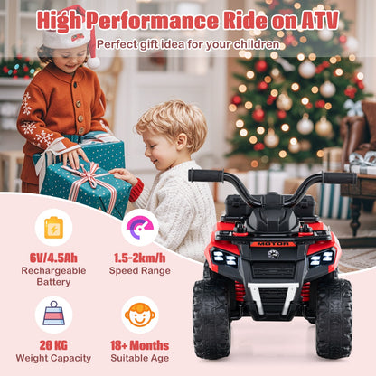 6V Kids Ride On ATV with Music and Spray Function-Red