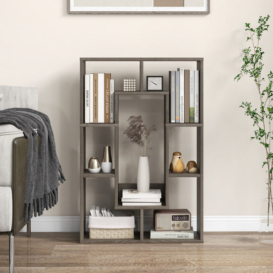 Costway 7-Cube Bookshelf Storage Display Shelf Cabinet Modern Open Bookcase-Grey