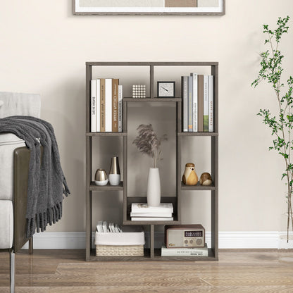 Varying shelf sizes provide flexible organization for decorations, books, storage boxes, and accessories