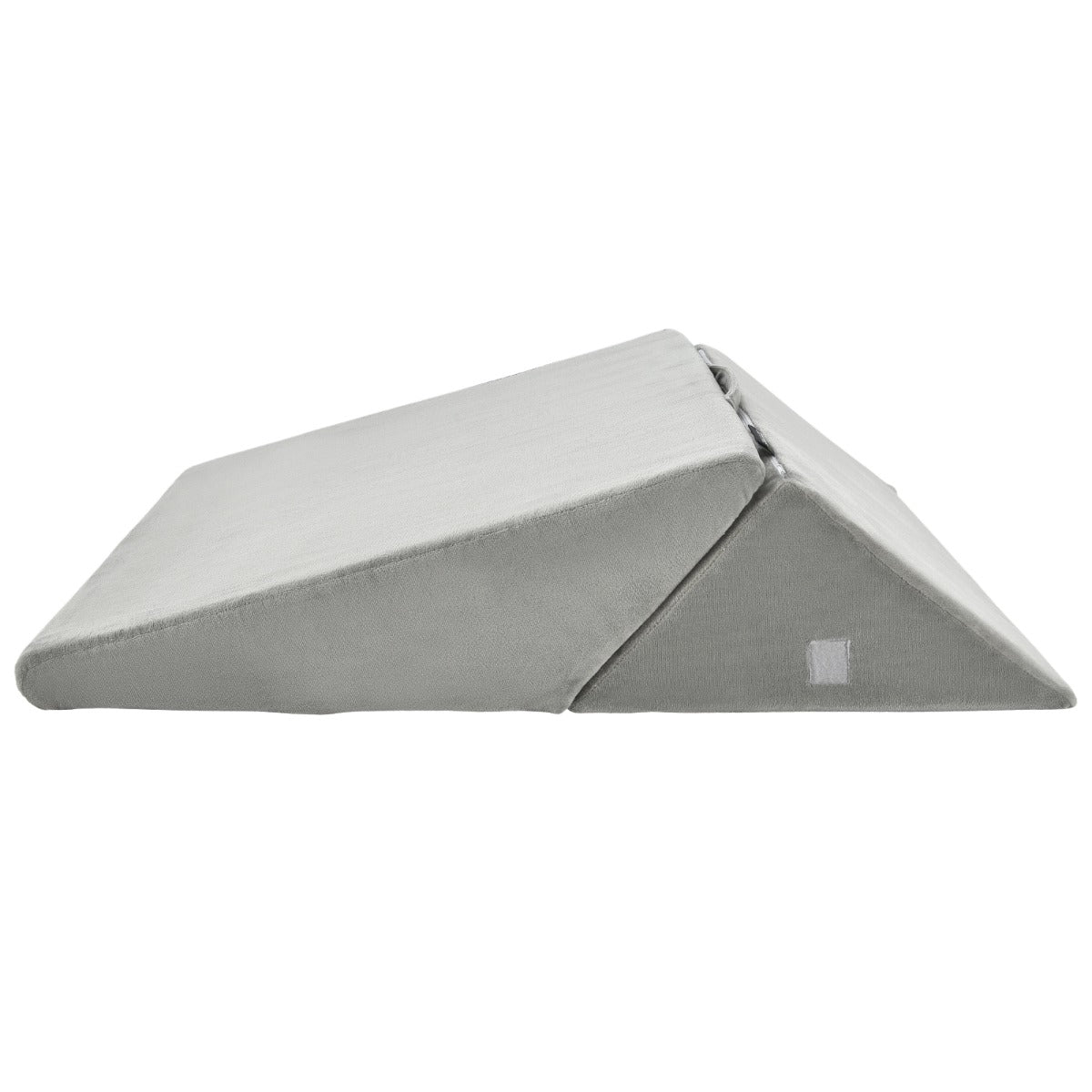 Grey 7-in-1 adjustable bed wedge pillow in low incline position