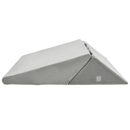 Grey 7-in-1 adjustable bed wedge pillow in low incline position