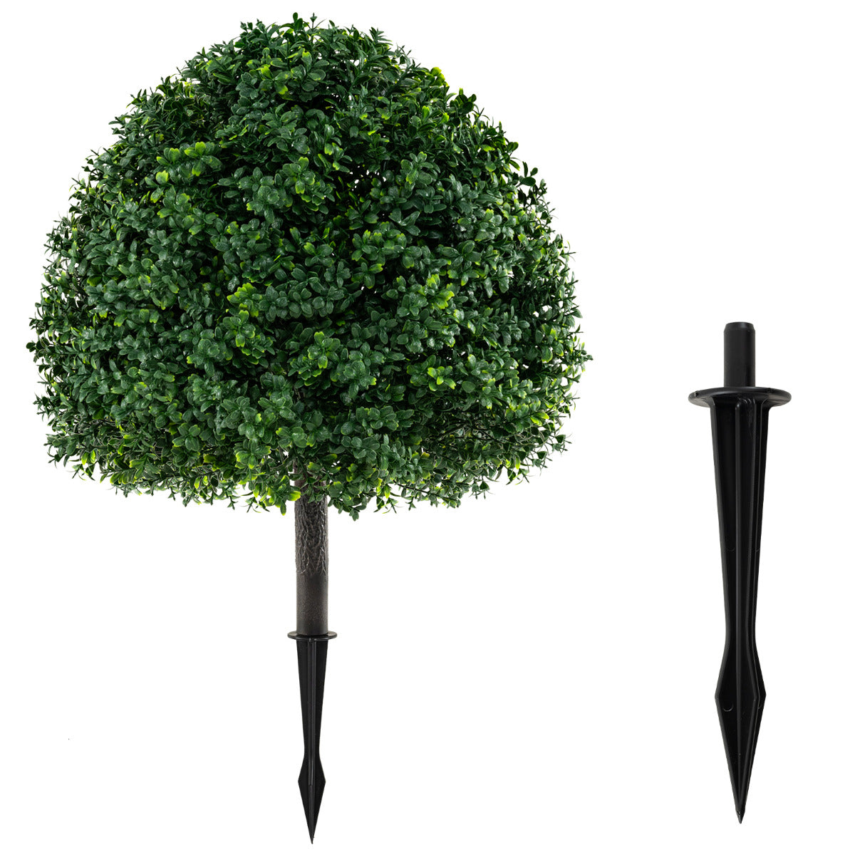 70 cm Artificial Boxwood Topiary Ball Tree Set with Ground Spike-Green