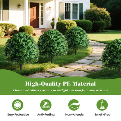 70 cm Artificial Boxwood Topiary Ball Tree Set with Ground Spike-Green